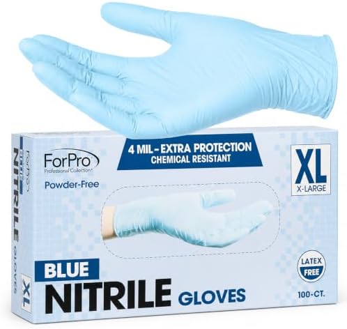 ForPro Disposable Nitrile Gloves, Chemical Resistant, Powder-Free, Latex-Free, Non-Sterile, Food Safe, 4 Mil by ForProProfessionalCollection