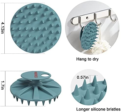 One-piece Silicone Scalp Massager Shampoo Brush Hair Wash, Gray + Green - Image 3