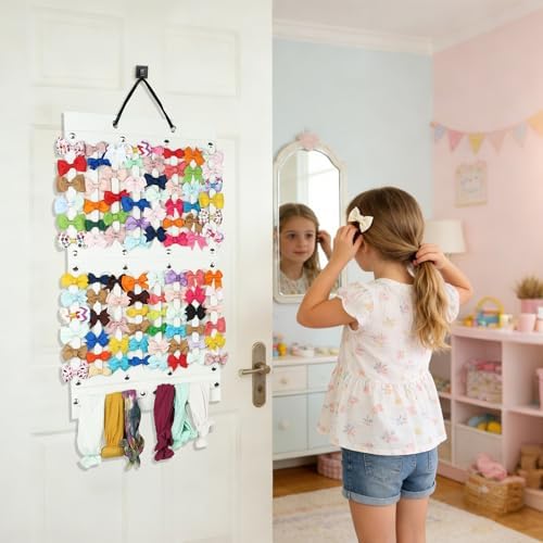 PACMAXI Baby Girl Hair Bows Holder, Hair Clips Storage Hanger For Ribbons - Image 7