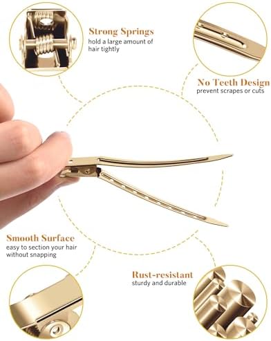 MORGLES 70PCS Metal Hair Roller Clips Golden with Rat Tail Combs for Women - Image 2