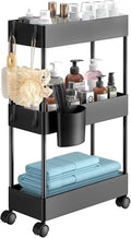 Pipishell 3 Tier Bathroom Storage Cart, Slim Storage Cart with Wheels,Black by Pipishell
