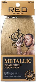 RED Premium Boar Bristles Pocket Wave Brush for Men - Medium Hard Curved Palm Brush by REDbyKISS