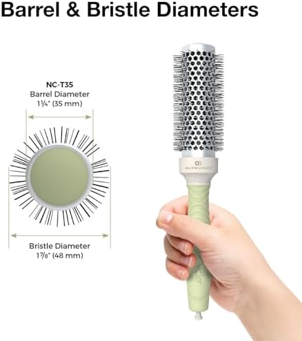 Olivia Garden NewCycle Round Thermal Hair Brush (not Electrical) with Ceramic Barrel, Ionic Technology and Made from 100% Recycled Material (Except bristles) - Image 2