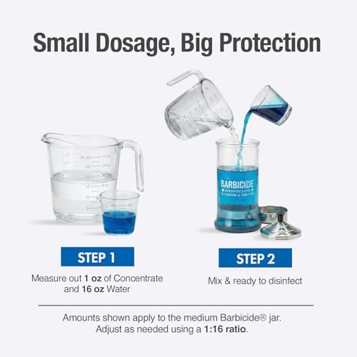 BARBICIDE Disinfectant Jar and Concentrate Starter Set (21 Oz Jar + 16 Fl Oz)– Professional Salon, Spa & Barber Tool Sanitizing Kit - Image 5
