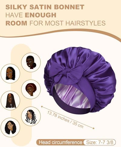 AWAYTR Double Layer Satin Bonnet for Women, Reversible Sleep Hair Wrap - Image 3