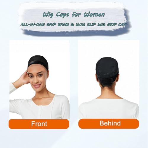 Wig Cap Wig Grip Cap for Keeping Wigs in Place Non Slip Wig Cap with Velvet Wig Grip Band Make Your Wig Be Glueless Wig Caps for Women (Black, L) - Image 5