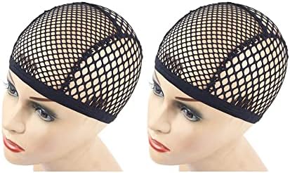 YANTAISIYU 2 Pieces Wig Cap Black Stretchable Crochet Wig Cap with 4 Hair Clips Mesh Braided Wig Cap for Making Wig by YANTAISIYU