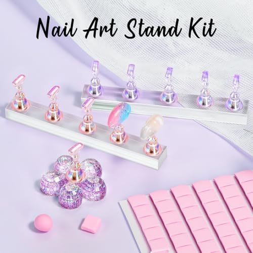 Makartt Nail Stand for Press On: Nails Display Holo Purple & Pink - Image 2