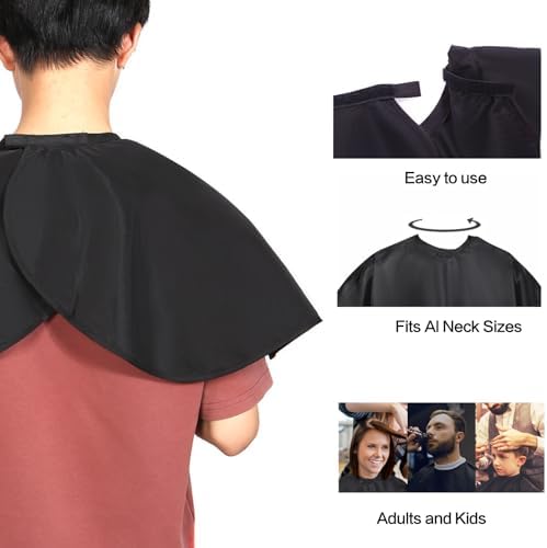 Short Barber Cape,Salon Apron for Hair Cutting Dye Coloring,Black - Image 6