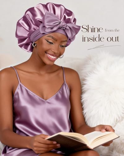 YANIBEST Adjustable Silk Bonnet for Sleeping Women Double Layer Satin Bonnet Reduce Friction Prevent Frizz Curly Hair - Image 4