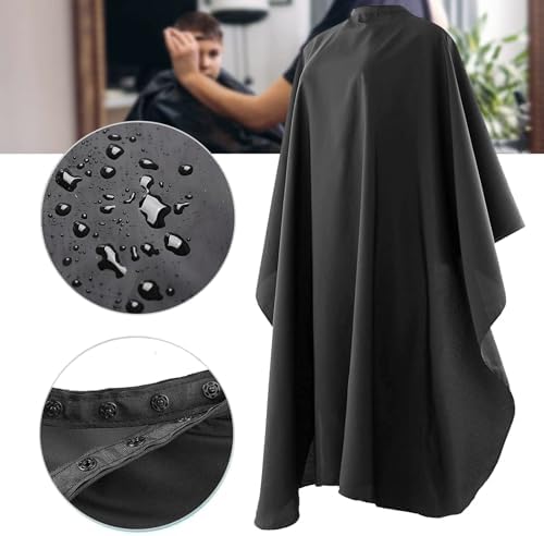 Black Waterproof Professional Barber Cape with Metal Snap Closure - 20 Pack - Image 2