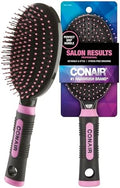 Conair Salon Results Hairbrush - Men and Women - Detangling Hair brush - ideal for curly or straight styles - features wire bristles and cushion Base - Pink/Black by conair