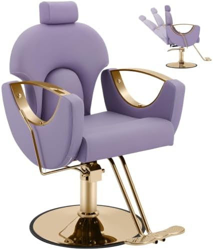 Salon Chair for Hair Stylist, Reclining Barber Chair with Hydraulic Pump by Tythical
