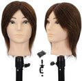 Male Mannequin Head, 8-inch 100% Human Hair Training Head (Includes Beard), Classic Brown Style for Haircutting and Styling Practice by WDQXCQA