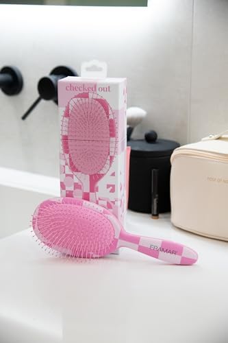 FRAMAR Checkered Hair Brush Detangler, Wet Hair Brushes For Women – Pink - Image 6