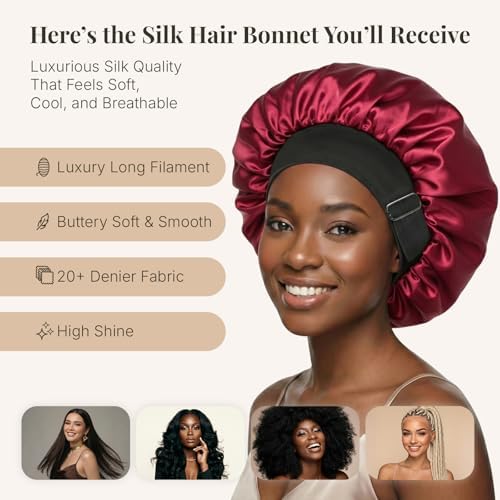 2PCS Silk Hair Bonnet for Sleeping Women - Satin Bonnet for Sleeping Double Layer Adjustable Sleep Cap for Curly Hair - Image 3