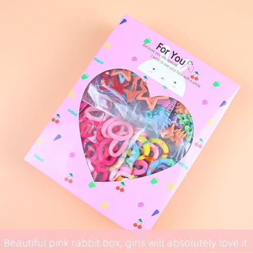 Girls Hair Rubber Bands Colorful Elastic Hair Ties Set Toddler Hair Accessories for Girls with Cute Hair Clips and Box - Image 4