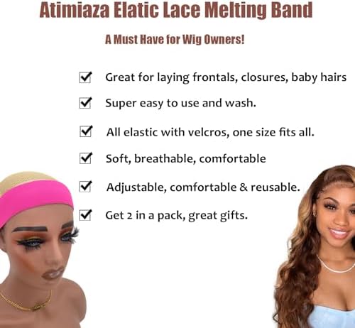 2 Pcs Elastic Bands for Wigs - Lace Melting Edge Wrap to Lay Edges, Melt Band for Lace Front Wigs (Black Pink, Pack of 2) - Image 3