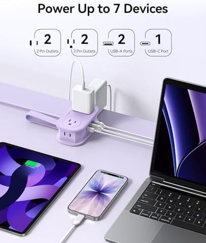 ORICO Purple Travel Power Strip with 4 AC Outlets 3 USB Ports (1 USB-C) - Image 2