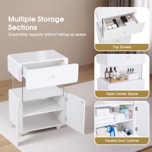 BarberPub Storage Rolling Salon Trolley with Glass Shelf, Utility cart 2098 - Image 4