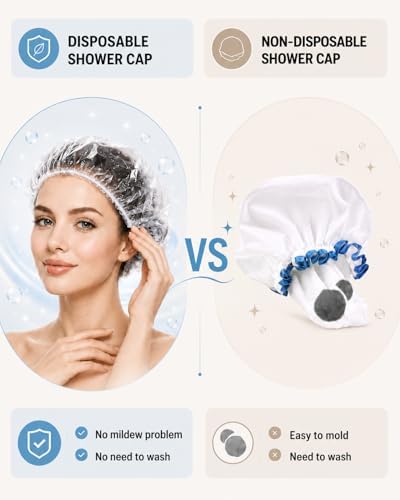 Auban 100PCS Disposable Shower Caps, Plastic Clear Hair Cap Large Thick Waterproof Bath Caps for Women, Hotel Travel Essentials Accessories Deep Conditioning Hair Care Cleaning Supplies(20.5") - Image 5