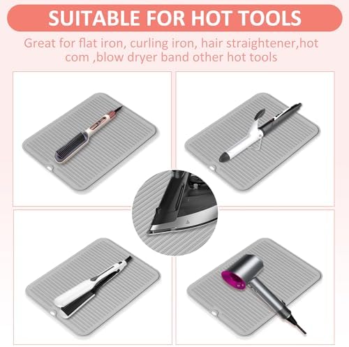 Heat Resistant Large Silicone Mat for Hair Styling Tools - Curling Irons, Flat Irons, Hair Straighteners - Portable Vanity Pad - Image 2