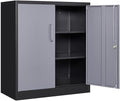 SISESOL Metal Storage Cabinet with Doors and Shelves,Garage Storage Cabinet with Lock,Black Grey Metal Cabinets with Locking Doors,Steel Cupboard for Home,Office,Garage Cabinets 36" H by SISESOL