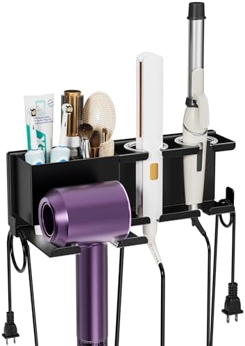 BOIVSHI Hair Dryer Holder, Wall Mounted, Black by BOIVSHI