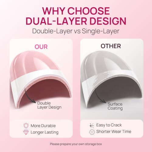 Krofaue French Tip Nails - Press On Nails Short Square Glossy - Image 3