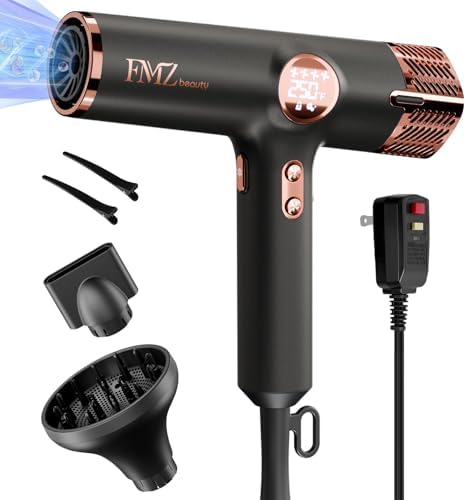 FMZ Ionic Hair Dryer with Diffuser, 1875W High-Speed LED Display Blow Dryer by FMZBeauty