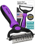 Maxpower Planet Pet Grooming Brush - Double Sided, Extra Wide for Dogs and Cats - Dematting Undercoat Rake, Reduces Shedding by 95%, Purple by MaxpowerPlanet