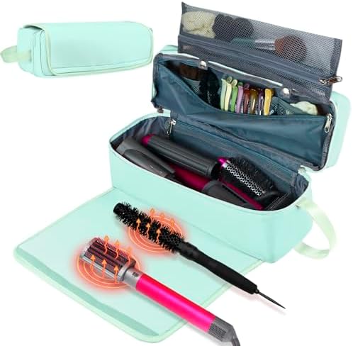 Hair Tools Travel Bag with Heat Resistant Mat Hair Styling Accessories Storage Case for Hair Dryer Flat Iron Straightener Curling Iron Haircare Accessories Travel Essentials for Women by FAMOPLAY