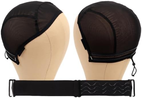 U Part Wig Cap with Drawstring & Anti-Slip Elastic Band Set by Ecojunmi