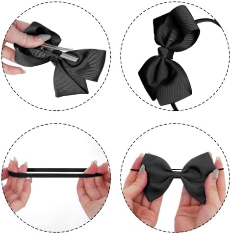 11PCS School Hair Accessories Uniform Hair Bow Headband Clips(Black) - Image 4