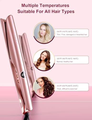 LANDOT 2 in 1 Hair Straightener and Curler, Twist Flat Iron Dual Voltage 1" - Image 5