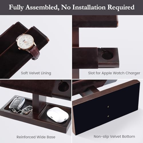 ProCase Wood Watch Display Stand Holder for Men, Wristwatch Tower with T-Bar Design, Hanging Watch Rack, Wooden Wrist Watch Tree - Image 4