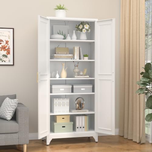 SteeLoong 75”Metal Pantry Storage Cabinet with Doors & 5 Adjustable Shelves - Image 6