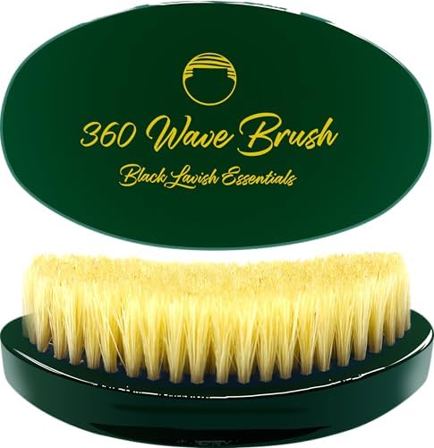 360 Wave Brush, Build Deeper Waves, Soft & Hard Boar Bristle Curved Brush, Black Lavish Essentials Signature (Emerald Green, Soft) by BlackLavishEssentials