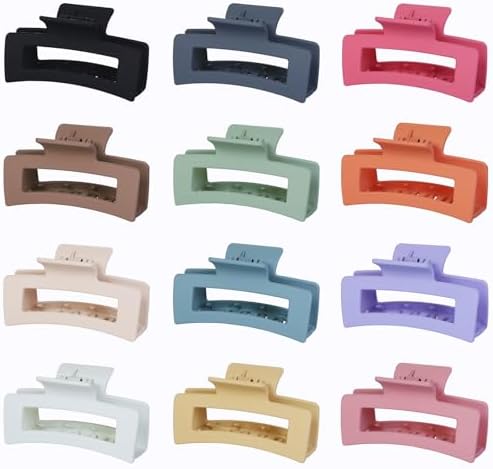 Sisiaipu 12 Pcs Medium Hair Clips, 3.5 Inch, Colorful - Hair Clips for Thick and Thin Hair, Square Claw Clips, Jaw Clips, Bulk Hair Accessories for Women and Girls - Image 6