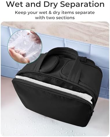BAGSMART Travel Toiletry Bag, Crush Toiletry Bag for Women, Wide-open Puffy Toiletry Bags for Traveling, Large Travel Cosmetic Makeup Bag Organizer for Accessories,Toiletrie (Brownstone Yellow) - Image 5