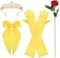 Princess Costume Accessories Crown Rose Hair Bow Yellow Gloves Kit by Uintoon