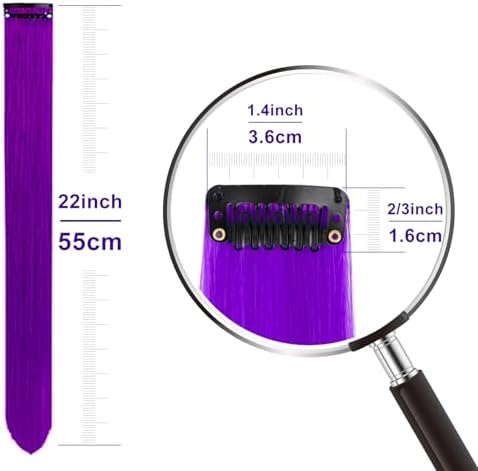 Colored Purple Hair Extensions Clip in Synthetic Hairpieces 10 PCS - Image 4
