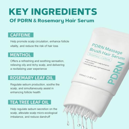Hydrating Massage Brush Hair Serum with PDRN,Nourishing Scalp Ampoule - Image 2