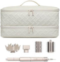 Double-Layer Travel Carrying Case for Revlon One-Step Hair Dryer Brush Volumizer Styler Shark FlexStyle Attachment Portable Storage Organizer Bag Hair Tools Travel Bag (Beige) by ARLMEGOR