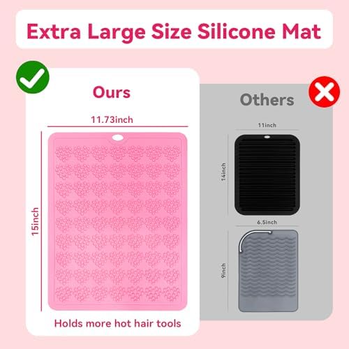 Large Silicone Heat Resistant Mat for Hair Tools with Heart Design, 15"x12" - Image 5