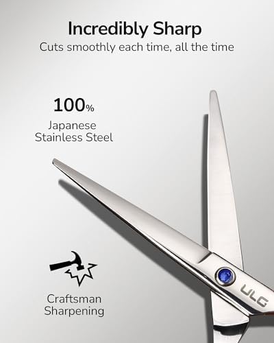 Hair Cutting Scissors, ULG Professional Hair Scissors 5.5 inch Right-Hand Razor Edge Barber Shears Salon Hair Cutting Shears Made of Japanese Stainless Steel, Hand Sharpened Blue - Image 3