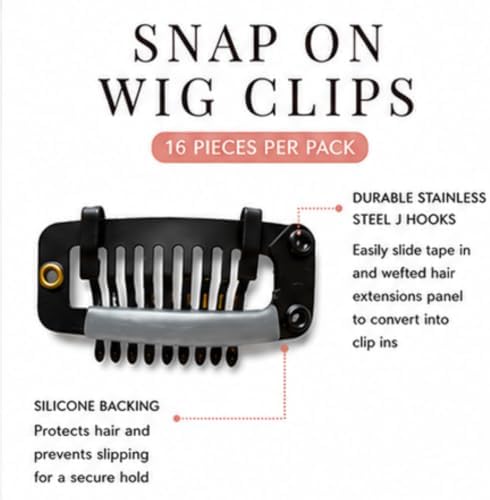 Snap On Wig Clips 16 pieces Black - Image 5