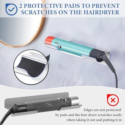 2 PCS Wall Mount Curling Iron Holder and Hair Tool Organizer with Adhesive, Multifunctional Hot Flat Iron and Hair Straightener Holder Storage Stand for Vanity, Cabinet and Wall, Silver - Image 6