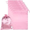 JIEYAO 6 Pieces Wig Bags with Satin Drawstring, Pink Silk Wig Storage Bags Storage for Wigs Extension Bundle(Pink) by Unknown