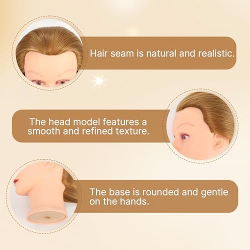 28 Inch Mannequin Head with 80% Human Hair Face Mannequin Head for Hair styling Practice - Curling, Braiding, Cutting Multiple Hair Colors with Table Clamp Stand for Kids and Professionals - Image 4